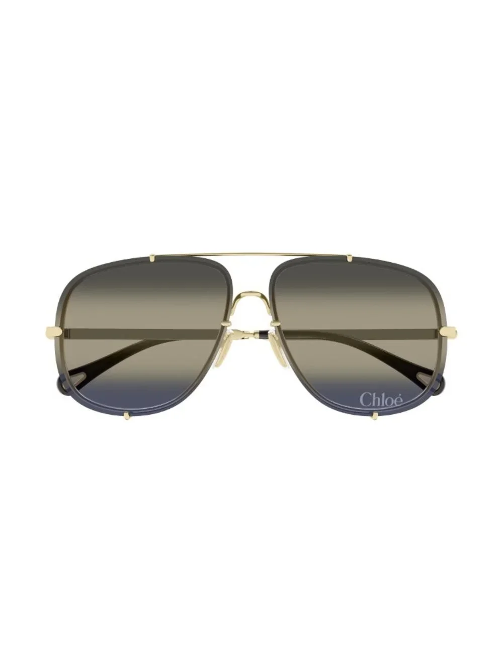New Chloé Women's Sunglasses Gold Blue Lens Metal Frame CH0348S 005 62